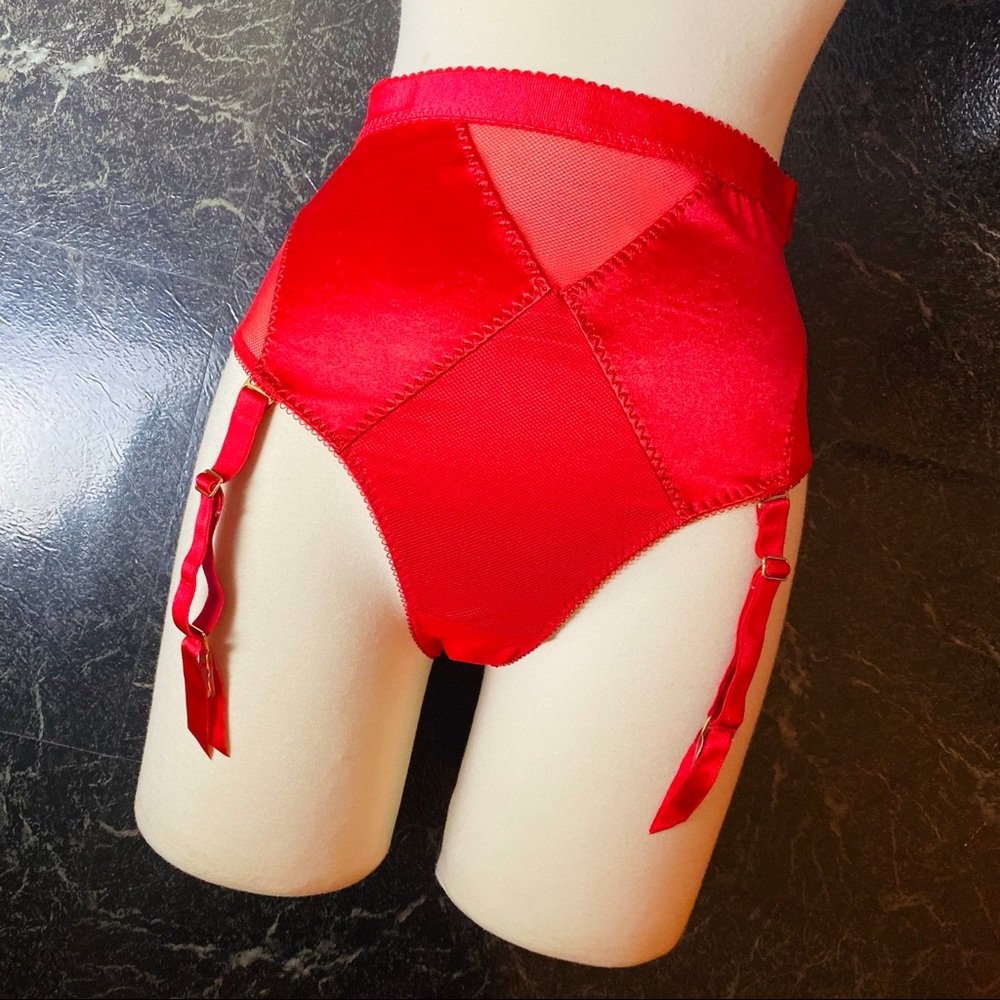red high waisted agent provocateur garter panties